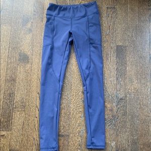 Navy blue SLS girls leggings with side pockets